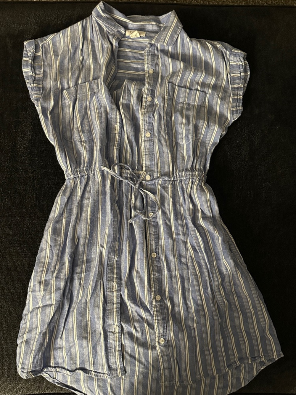 Japna Blue and White Striped Midi Dress